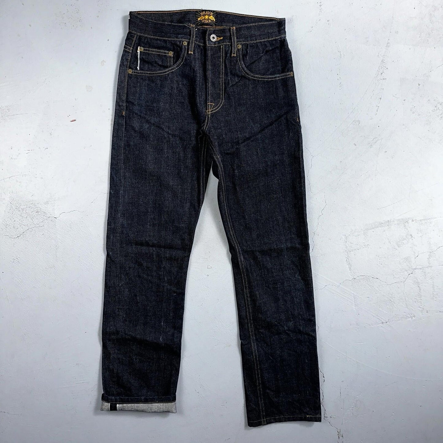 Brave Star Jeans Mens 30x30 Blue Selvedge Cone Denim Dark Wash Button Fly
