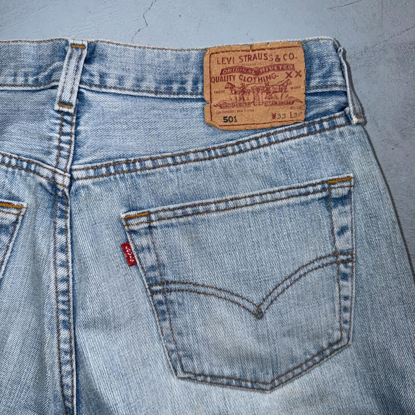 Levis 501 Vintage Y2K 90s XX Straight Leg Jeans Blue Light Wash 33x36 Act 30x29