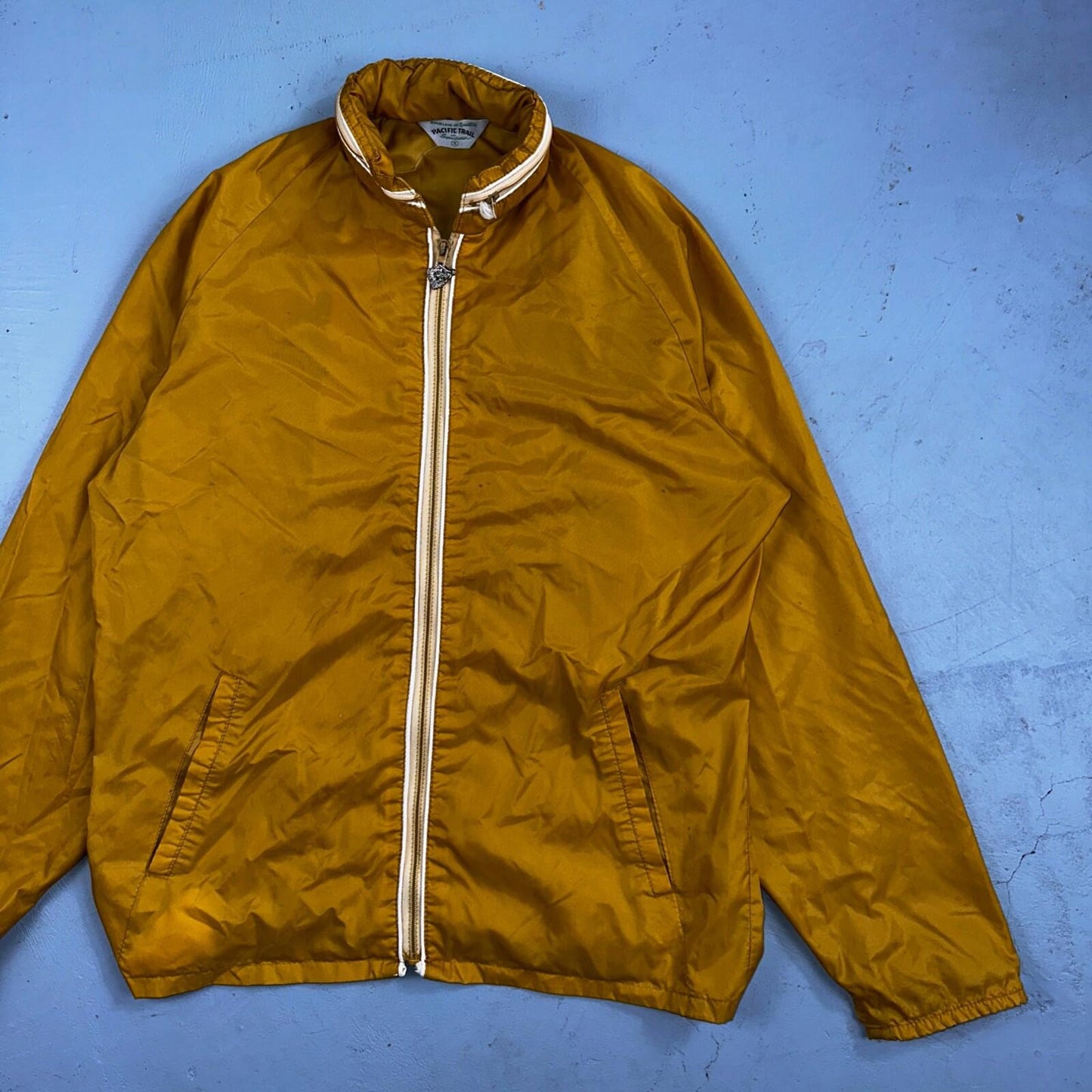 Pacific Trail 70s Vintage Yello Hooded Men Size S Mid Length Windbreaker Jacket