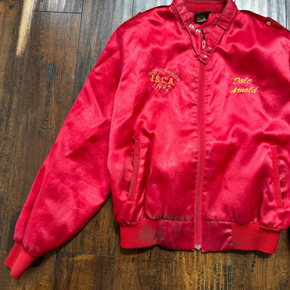 VTG 90s GTX Pacific Divison Satin Bomber Jacket USA Rare 80s ISCA Dale Arnold
