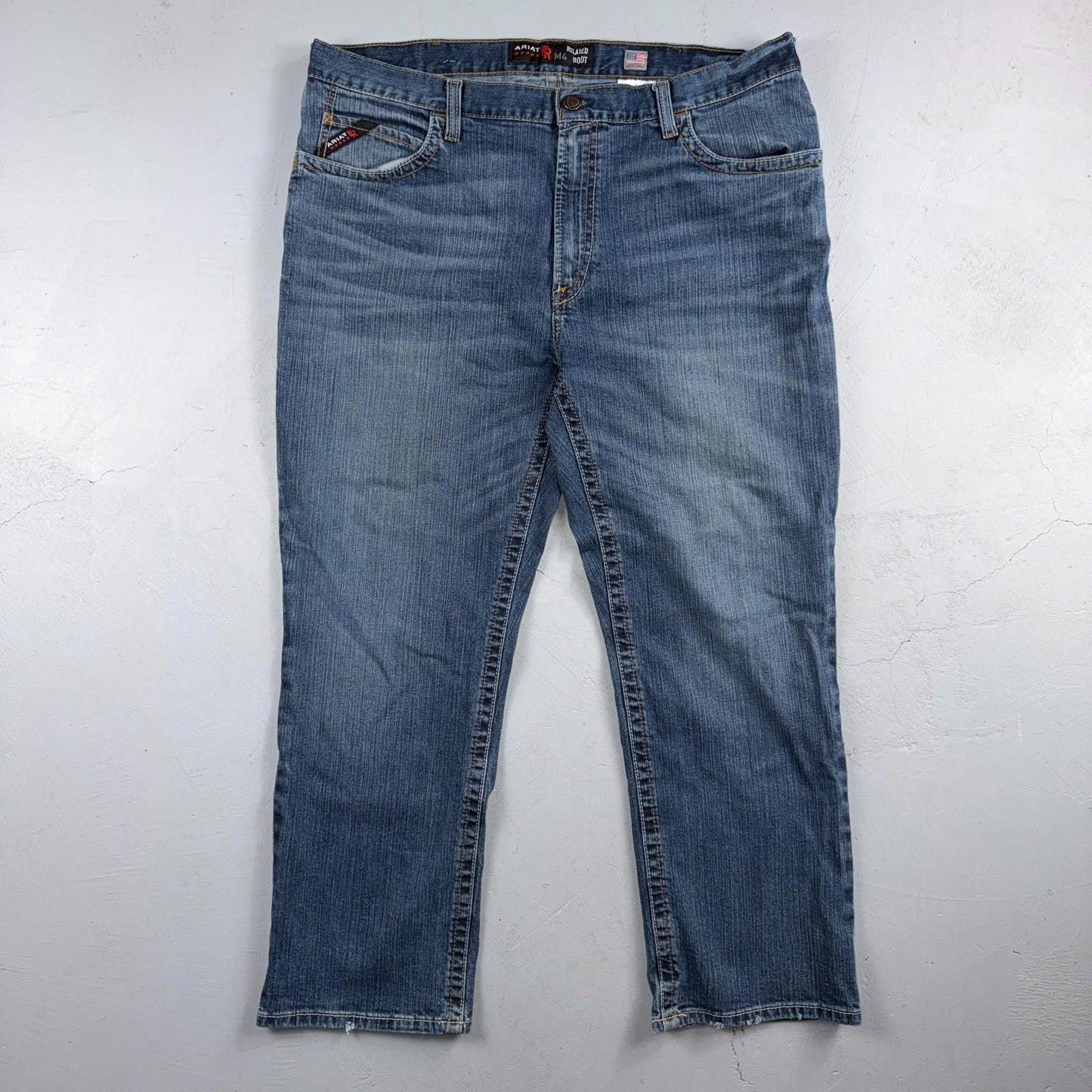 Ariat M4 FR Jeans Mens Blue Flame Resistant Cat 2 Relaxed Boot Cut 42x30 Denim