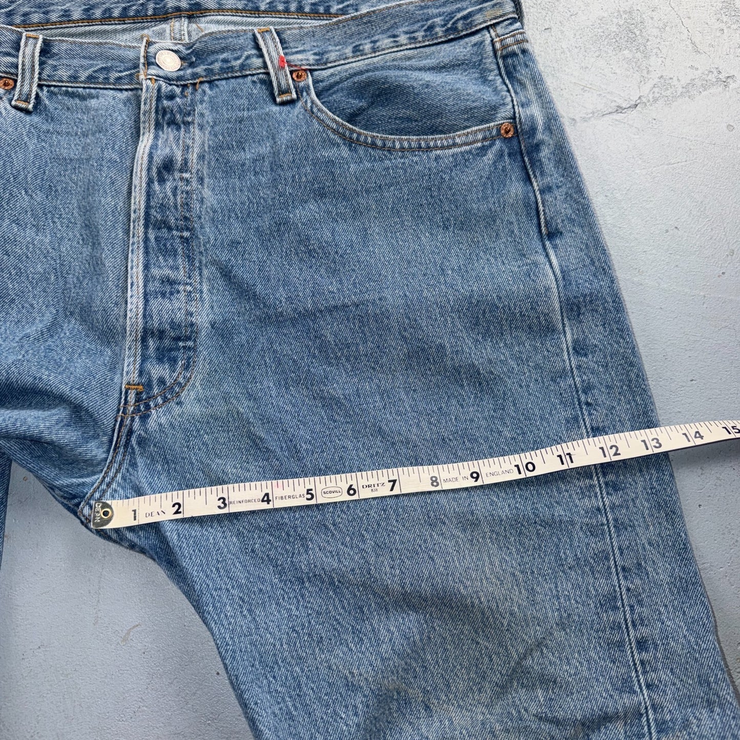 Levis 501 Vintage 90s USA XX Straight Leg Jeans Blue Light Wash 38x30 Act 38x25