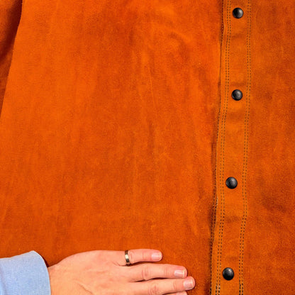 VTG 60s 50s Brown Suede Leather Button Jacket Western Snap Rockabilly Staple