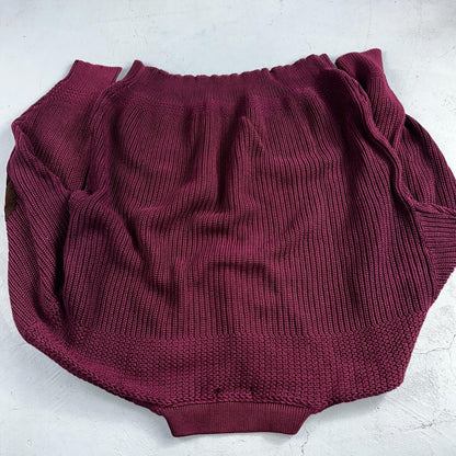 Eddie Bauer VTG 80s Sweater Mens Large Maroon Knit Henley Pullover Outdoor