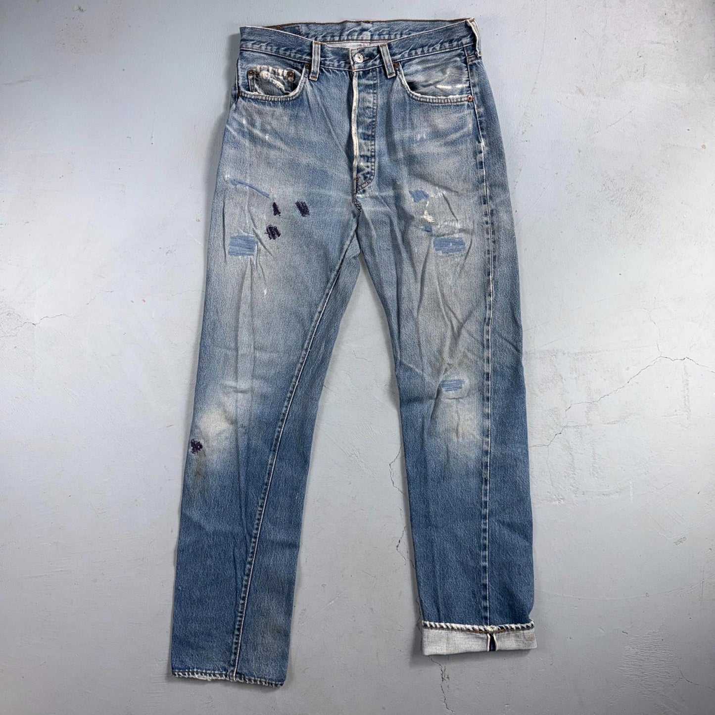 Levis 501 Vintage 80s Redline Selvedge USA XX Jeans Light Wash 34x38 Act 31x34