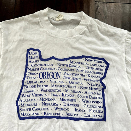 Oregon Trail West Map Vintage T Shirt Single Stitch State USA Cool 80s