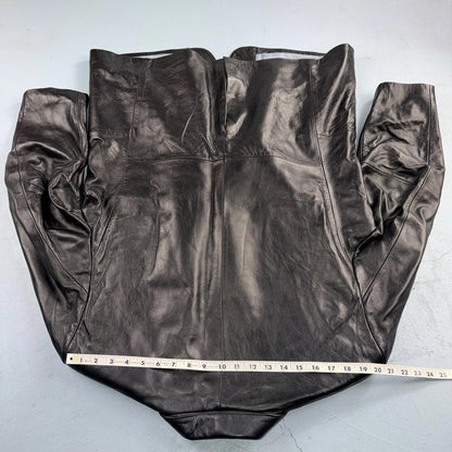 BGSD Mens Black Leather 2 Button Front Collared Jacket Size XL S Lambskin