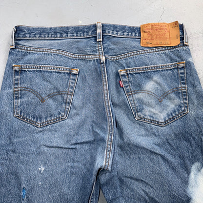 Levis 501 Vintage 90s USA XX Straight Leg Jeans Blue Light Wash 38x31 Act 35x28