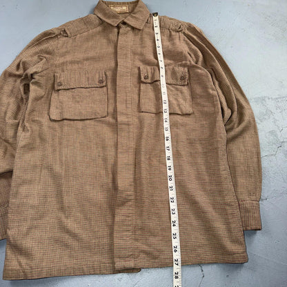 Vintage 1940s Plaid Workwear Chore Shirt Utility Button Up Medium Rockabilly 40s