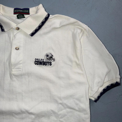 Vintage Dallas Cowboys Shirt Mens M White NFL Football Dolphin Cove Polo 90s