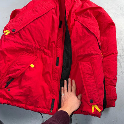Vintage Marlboro Country Store Red Down Puffer Winter NO HOOD Jacket Men’s L