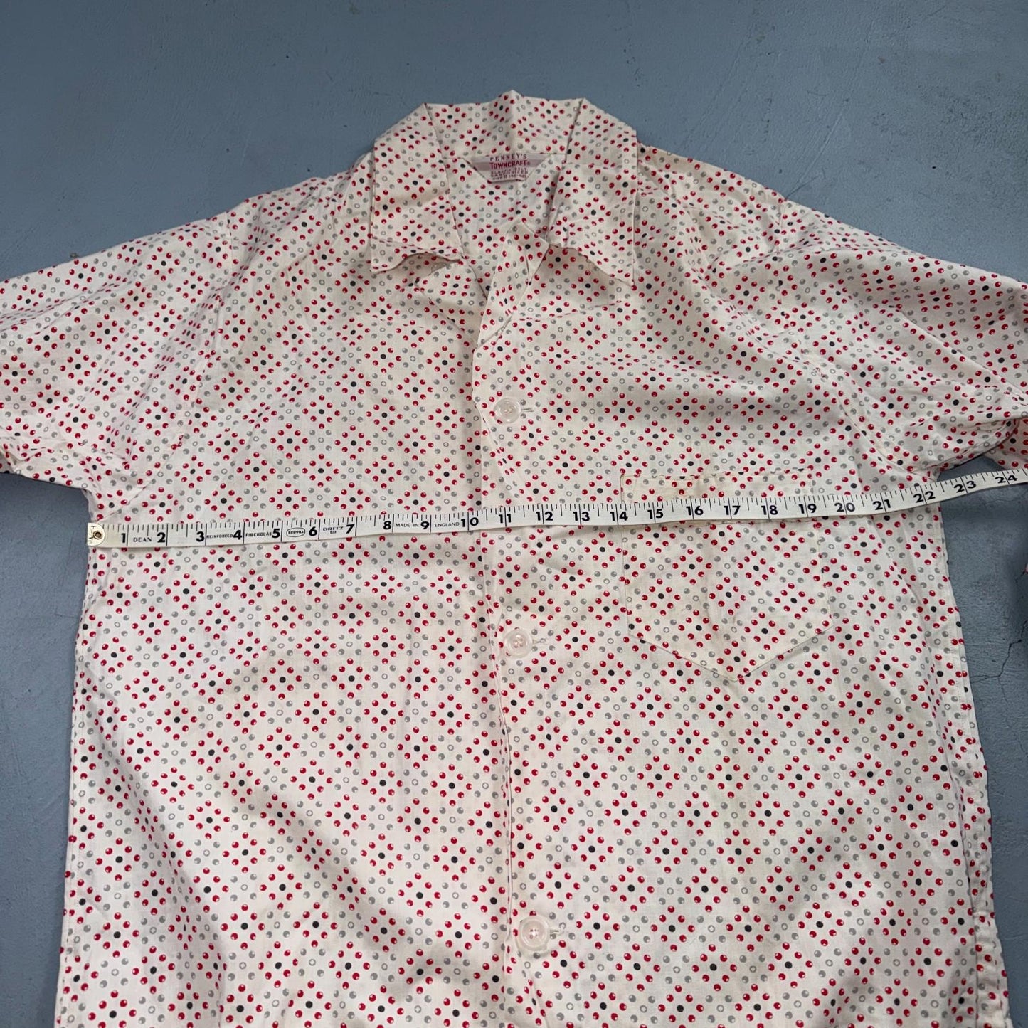 VTG 40s Penneys Cotton Flannel Pajama Set Shirt Pants Hollywood 1940s Rockabilly