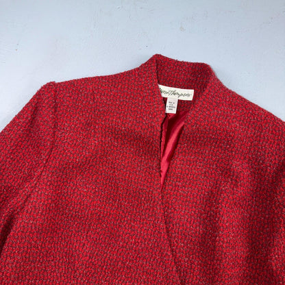 VTG 90s Norm Thompson Womens Red Jacket Blazer Wrap Wool Size 12 Casual Chic