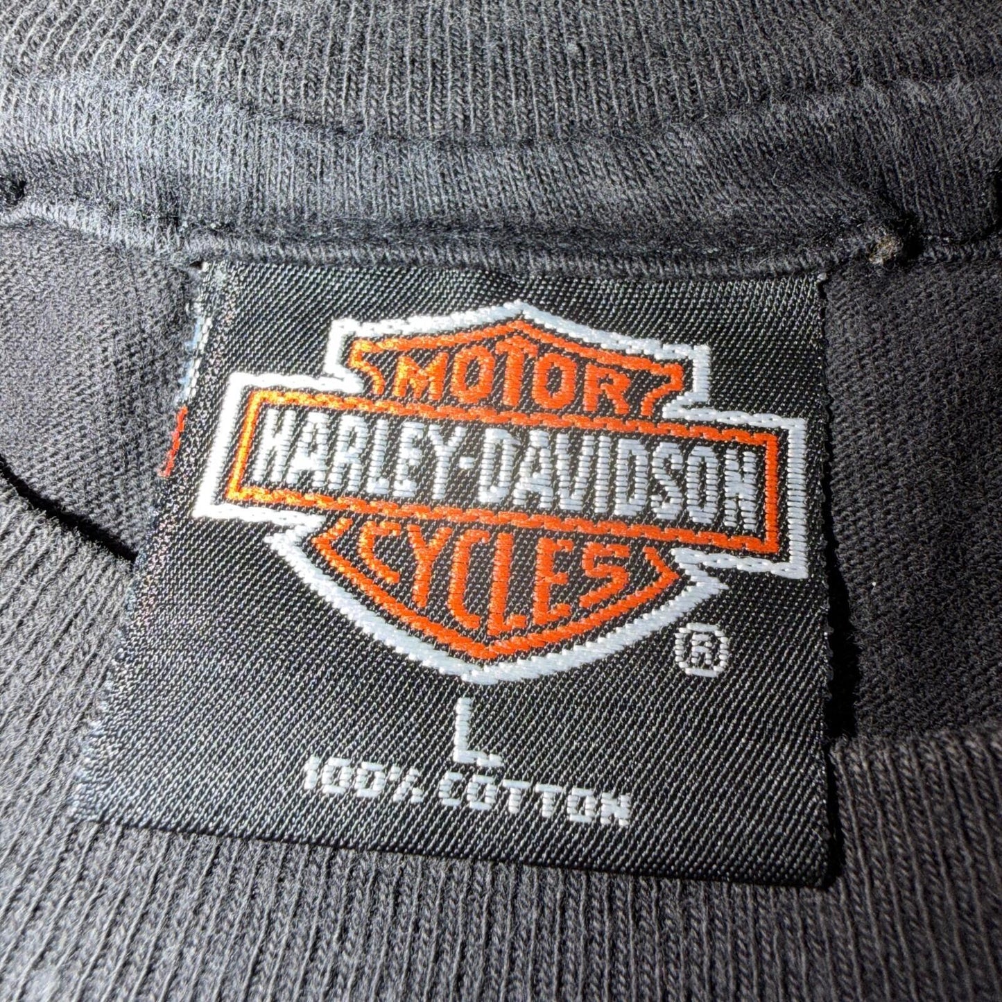 VTG 1995 Harley Davidson Alaska AOP Single Stitch 90s Faded Black Big Print
