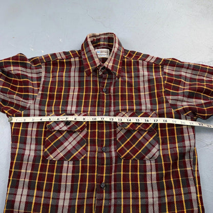 Vintage Five Brother Heavyweight Plaid Button Up Flannel Shirt Men M USA 1970s