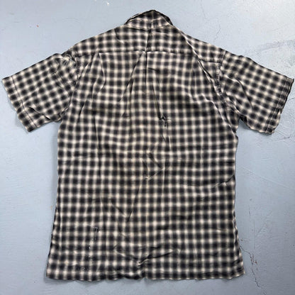 Vintage 60s McGregor Checker Loop Collar Button Up Shirt Made In USA Rockabilly