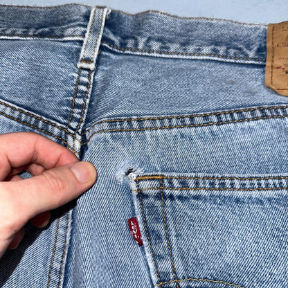 Levis 501 Vintage 90s Mexico Straight Leg Jeans 38x30 Y2K Light Wash Act 37x29
