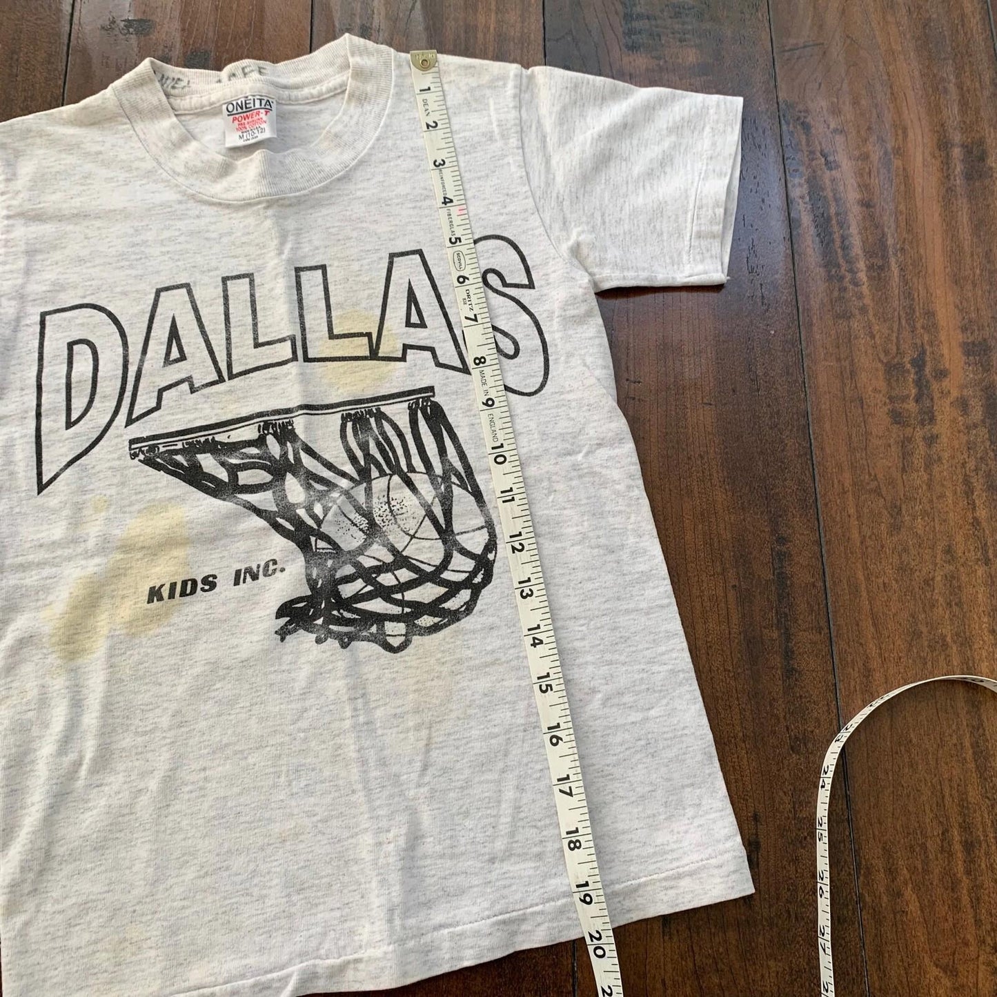 Oneita Boys Dallas Vintage T Shirt Basketball Sports Oregon Medium Gray 90s