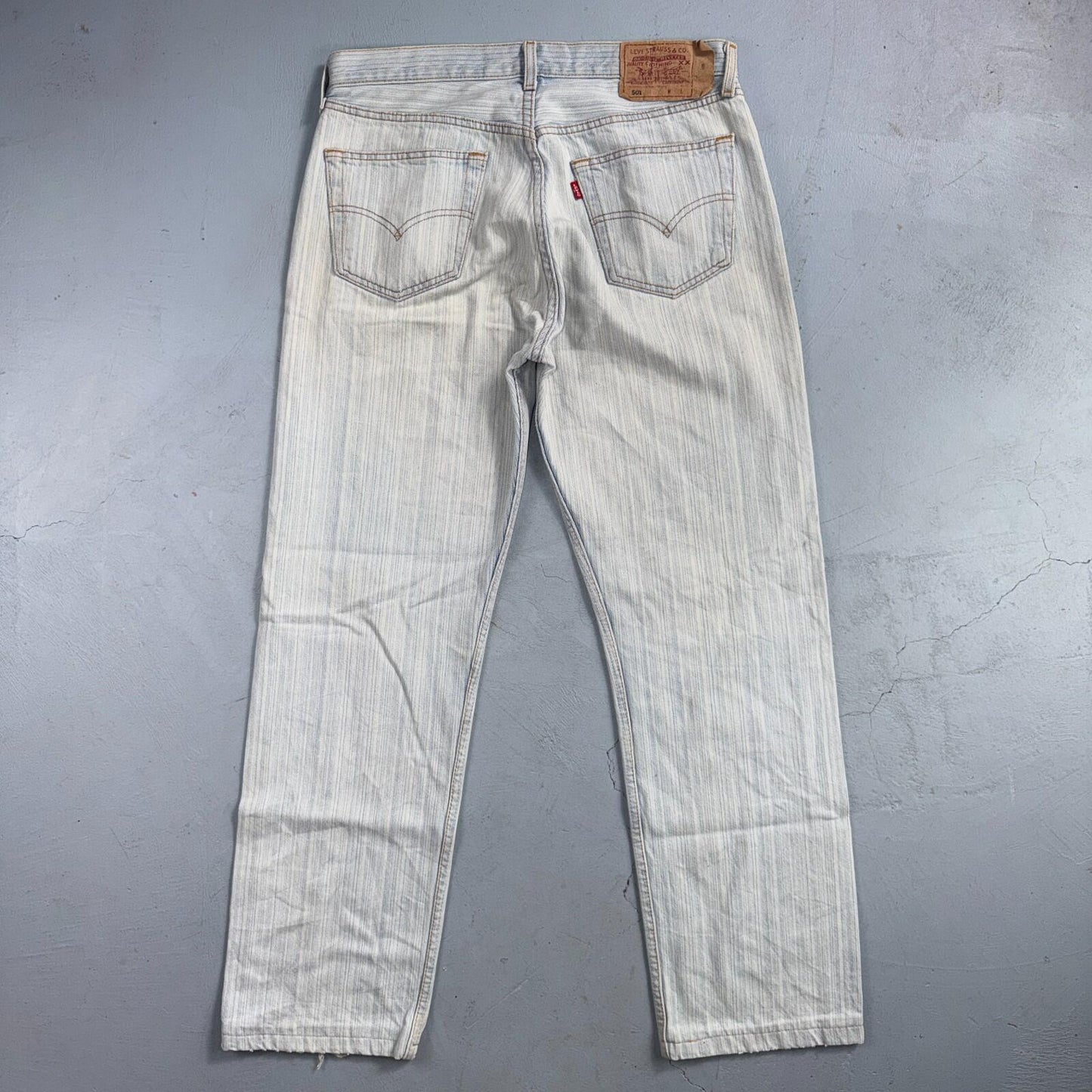 Levis 501 Vintage Y2K 90s XX Straight Leg Jeans Blue Light Wash Stripe Act 33x29