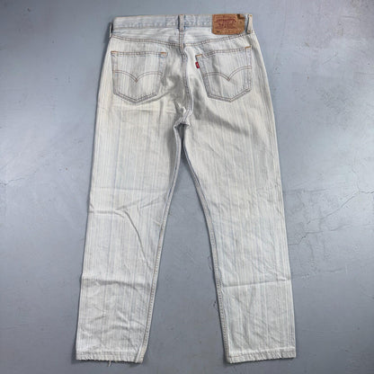 Levis 501 Vintage Y2K 90s XX Straight Leg Jeans Blue Light Wash Stripe Act 33x29