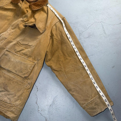 Hinson Bodyguard Men’s Vtg 1940s Hunting Jacket Coat USA Corduroy Trim Brown 46