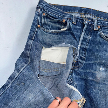 Levis 501 VTG 70s SS Redline Selvedge Jeans XX Thrashed Boot Cut Act 30x31
