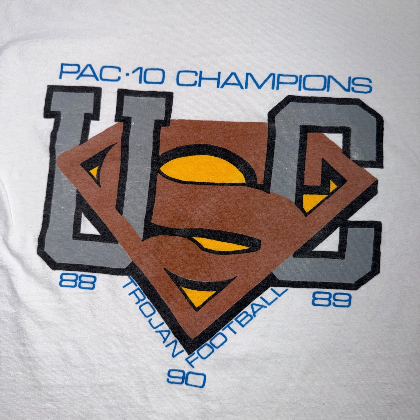 VTG USC Trojans 1989 Superman Champions T Shirt College Football Spoof Oneita