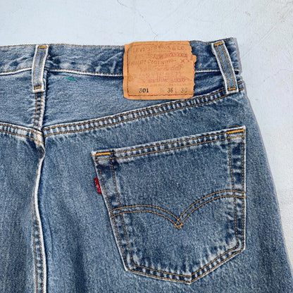 Levis 501 Vintage 90s USA XX Straight Leg Jeans Blue Med Wash 36x30 Act 33x29