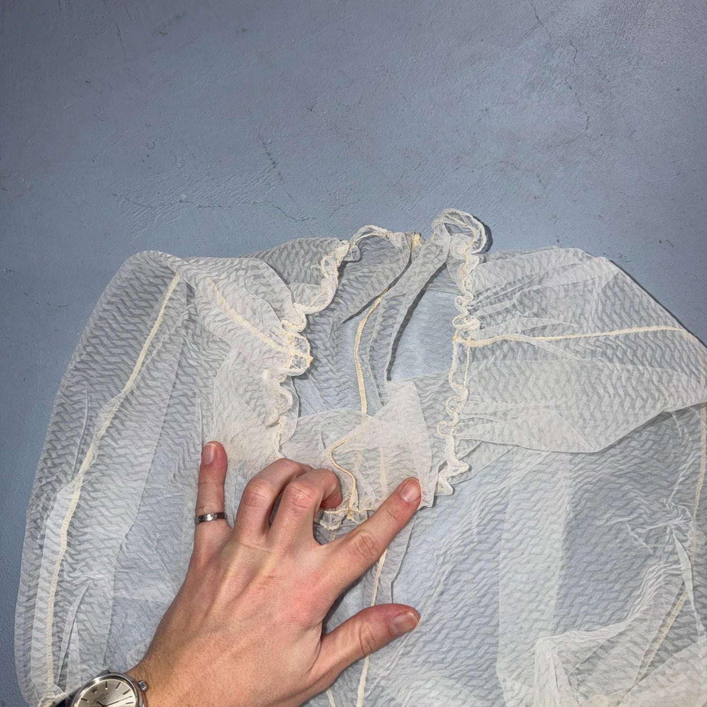 VTG 1950s 3PC Amourelle White Chiffon Slip Dress Robe Bottoms Set Sheer 50s Rare