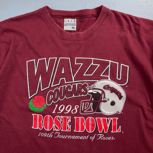 Wazzu Cougars 1998 VTG T Shirt Rose Bowl 90s Football Rose Flower XL Sports