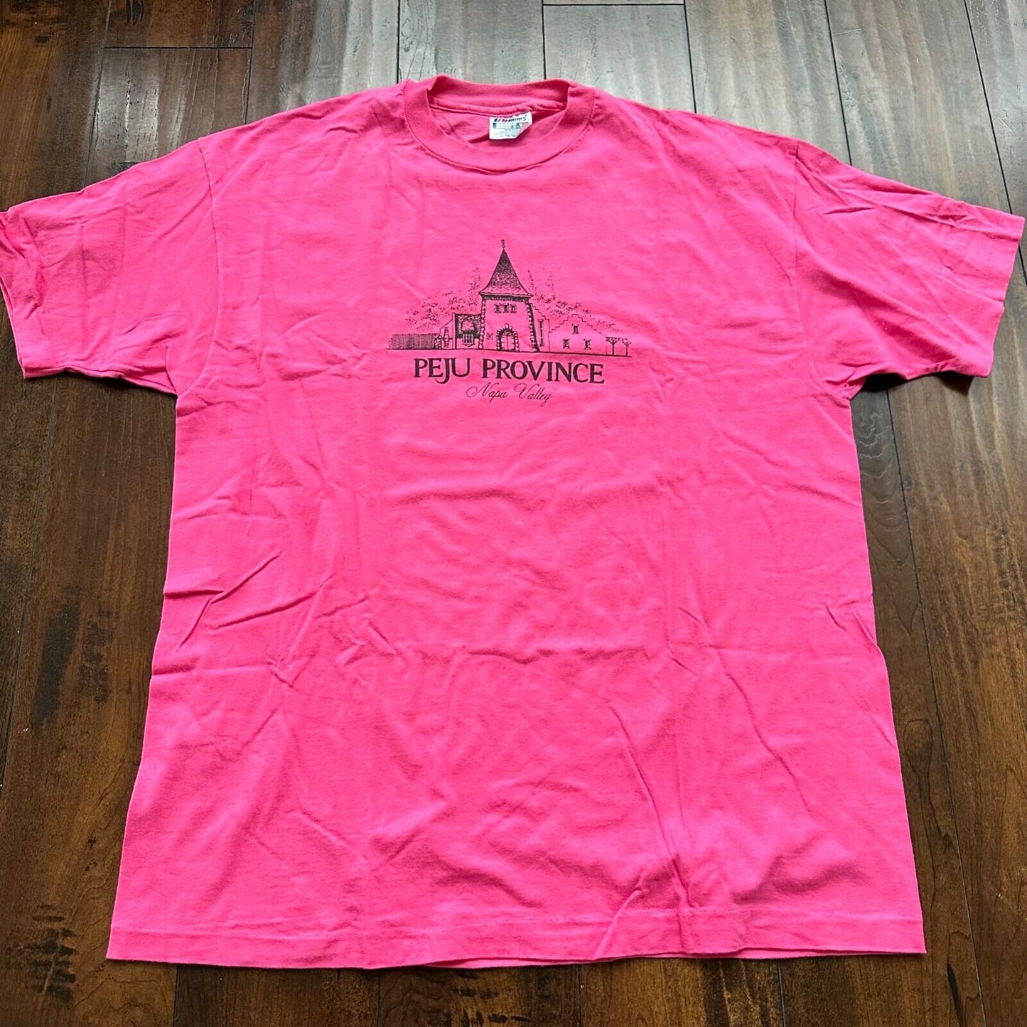 Napa Valley California Vintage T Shirt Peju Province Hanes Beefy XL Pink Castle