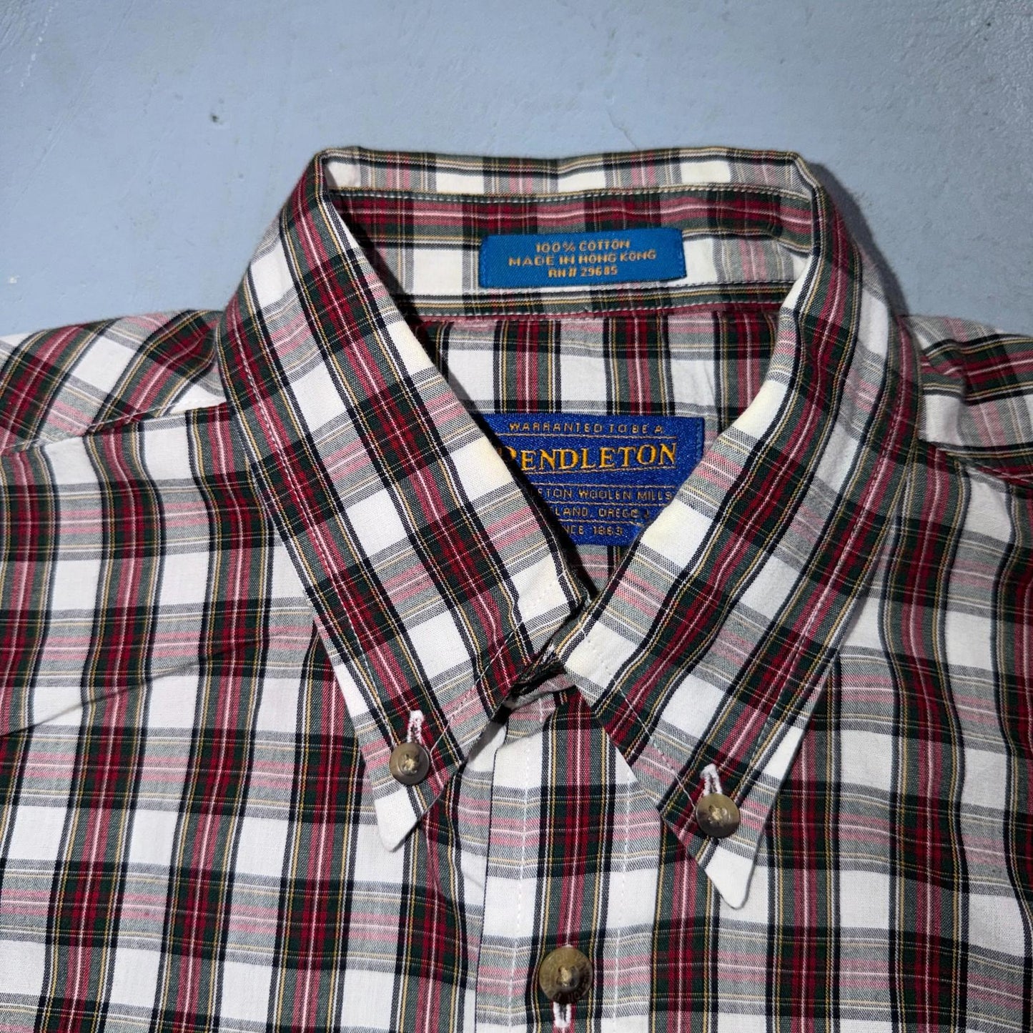 Pendleton Rancher Button Down Western Shirt Men’s S Red Plaid Cotton Rancher