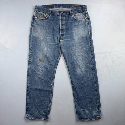 Levis 501 Vintage 80s USA XX Straight Leg Jeans Blue Light Wash 40x32 Act 37x28