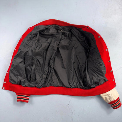 VTG 70s Nelson Varsity Jacket Letterman USA Made Leather Collegiate 44 Red Phil