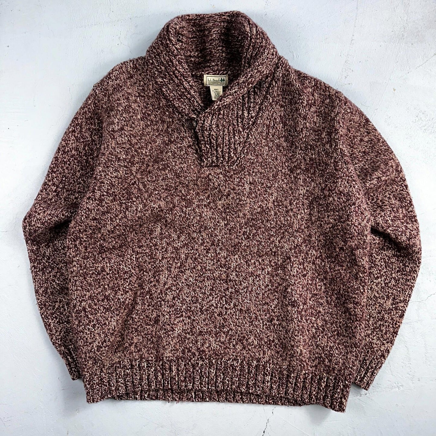Vintage LL Bean Shawl Collar Pullover Sweater Lambswool Blend Red Men’s XL