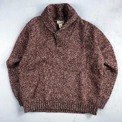 Vintage LL Bean Shawl Collar Pullover Sweater Lambswool Blend Red Men’s XL