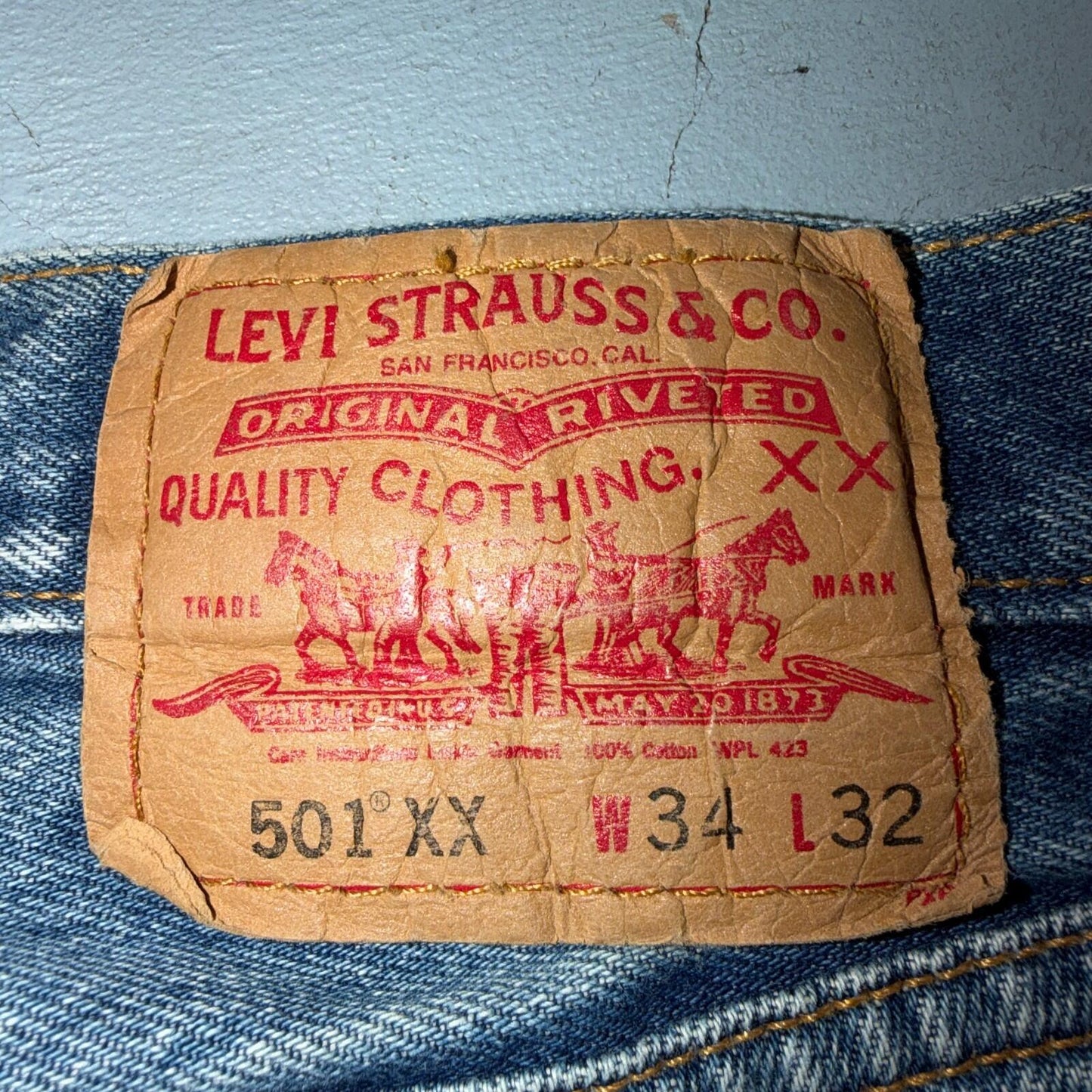 Levis 501 Vintage Y2K XX 90s Straight Leg Jeans Blue Light Wash 34x32 Act 32x29