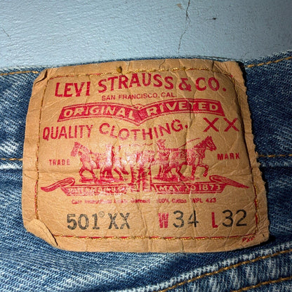 Levis 501 Vintage Y2K XX 90s Straight Leg Jeans Blue Light Wash 34x32 Act 32x29