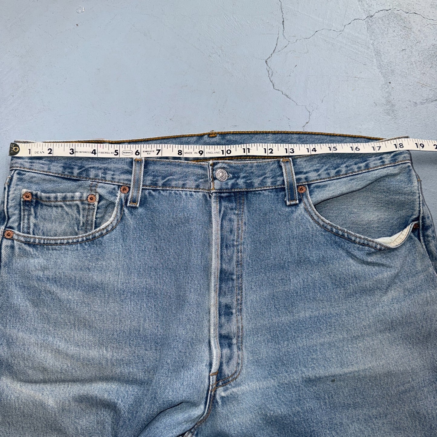 Levis 501 Vintage 90s USA XX Straight Leg Jeans Blue Light Wash 38x30 Act 37x29