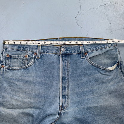 Levis 501 Vintage 90s USA XX Straight Leg Jeans Blue Light Wash 38x30 Act 37x29
