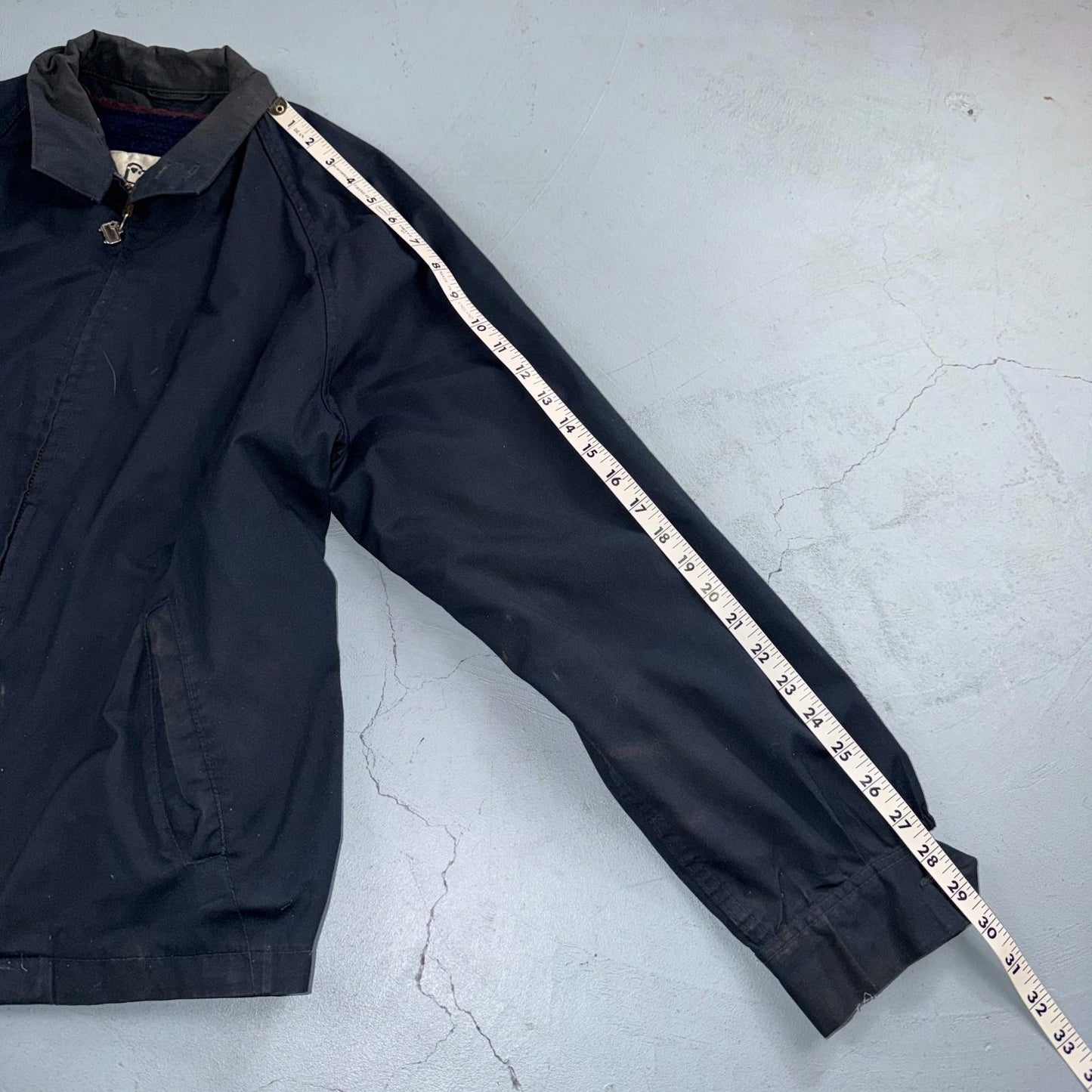 VTG Woolrich Harrington Bomber Jacket 40 Blue Fleece Lined Ricky Talon 60s 70s
