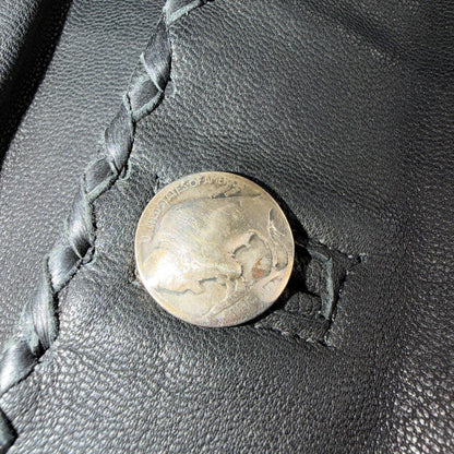 Vintage Buckskin Montana Jacket Black Leather Fringe Western Leather Cowboy 70s