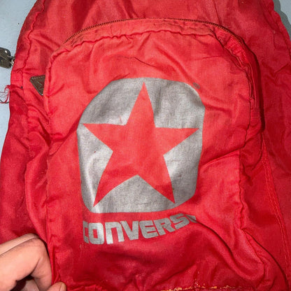 Vintage Converse Canvas Backpack Red 80s Old School Style Nylon Gym