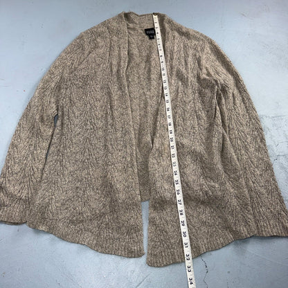 Eileen Fisher Womens Cardigan Sz Large Beige Black Loose Knit Linen Wool