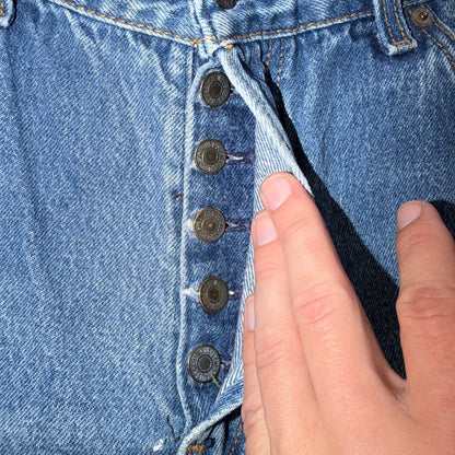 Levis 501 Vintage 80s USA XX Straight Leg Jeans Blue Med Wash Womens Act 29x32