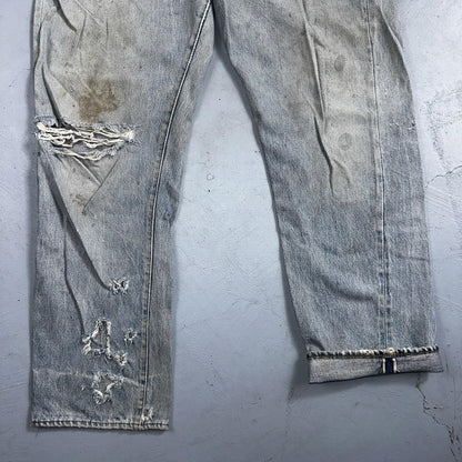 Levis 501 Vintage 80s Redline Selvedge USA XX Jeans Light Wash 36x31 Act 33x28