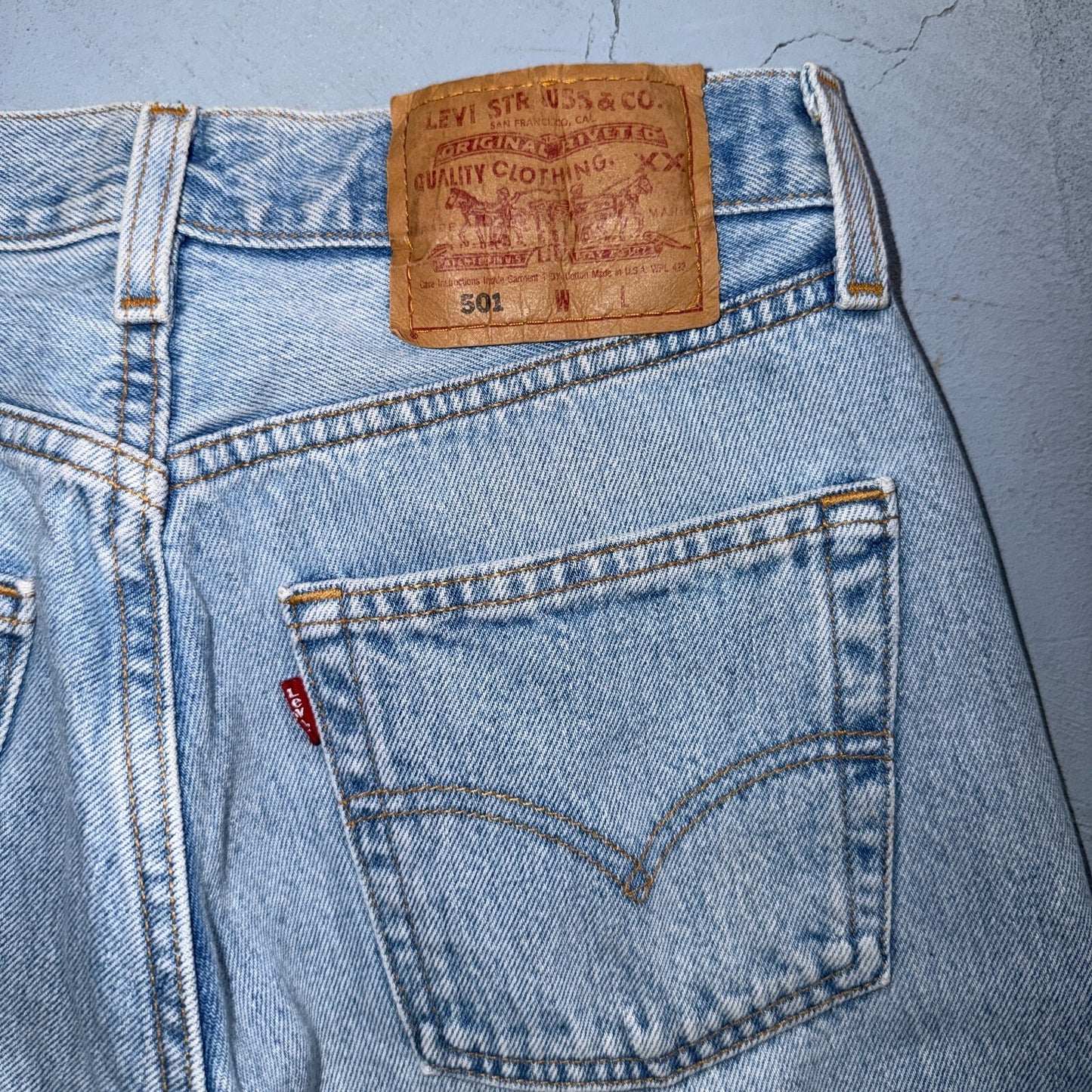 Levis 501 Vintage 90s USA XX Straight Leg Jeans Blue Light Wash 28x32 Act 26x31