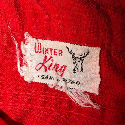 Vintage Winter King Cotton Flannel Shirt 40s 50s Sanforized Large Red Rockabilly