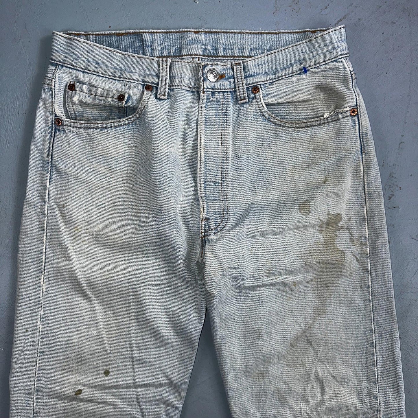 Levis 501 Vintage 90s USA XX Straight Leg Jeans Blue Light Wash 33x34 Act 30x32