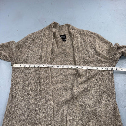 Eileen Fisher Womens Cardigan Sz Large Beige Black Loose Knit Linen Wool